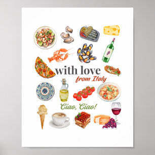 Italië Toeristische Vakantie Italiaans Eten Zeevru Poster