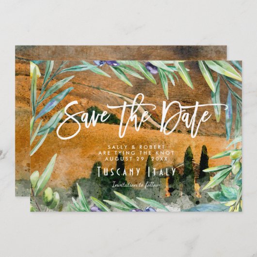 Italië Toscane bruiloft voor olijven, met uitzonde Bedankkaart (Voorkant / Achterkant)