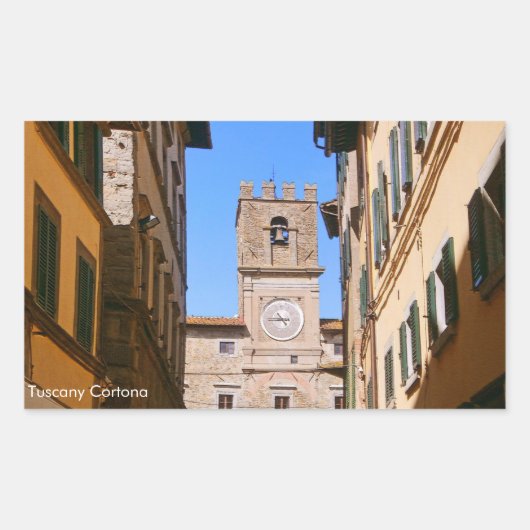 Italië Toscane Cortona. Stadhuis. Rechthoekige Sticker (Voorkant)