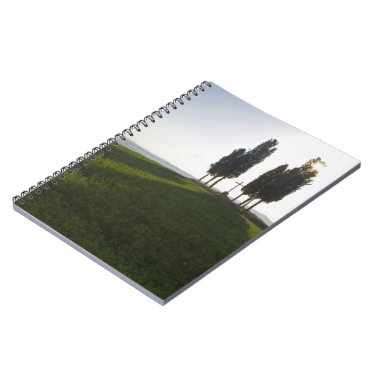 Italië, Toscane, Cypress Trees in Toscane met Notitieboek (Linkerzijde)