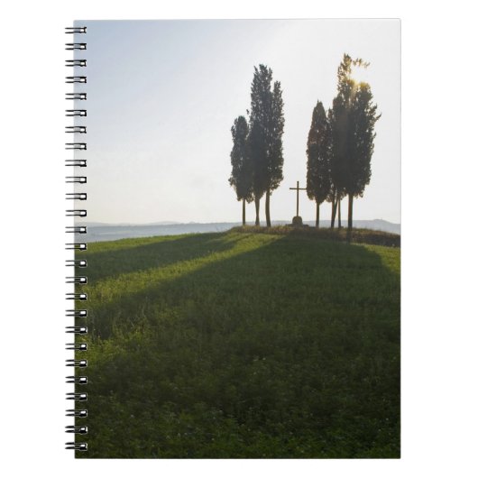 Italië, Toscane, Cypress Trees in Toscane met Notitieboek (Voorkant)