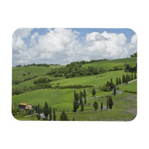 Italië, Toscane. La Foce. Een gebogen weg slingert Magneet