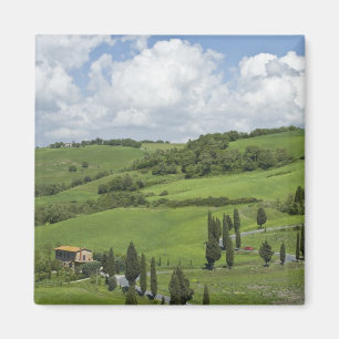 Italië, Toscane. La Foce. Een gebogen weg slingert Magneet