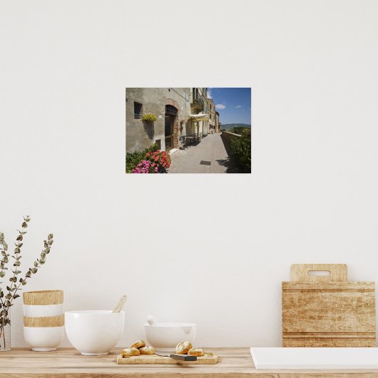 Italië, Toscane, Pienza. Buitengrens Poster (Keuken)