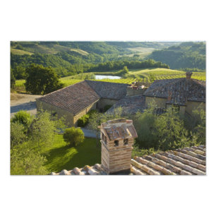 Italië, Toscane. Roofop-uitzicht van de villa Foto Afdruk