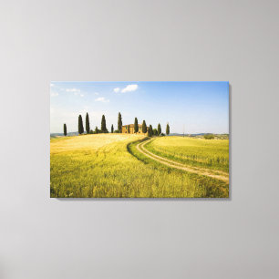 Italië, Toscane, Toscaanse villa nabij de oogst. Canvas Afdruk