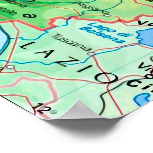 Italië - Toscane - Toscane Kaart - Poster (Hoek)