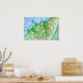 Italië - Toscane - Toscane Kaart - Poster (Keuken)