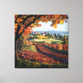 Italië Toscane Wijngaard Premium Canvas Afdruk (Voorkant)