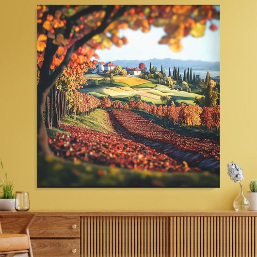 Italië Toscane Wijngaard Premium Canvas Afdruk (Insitu (Woonkamer))