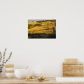 Italië, Toscane, ZigZag Road in Toscane. Poster (Keuken)