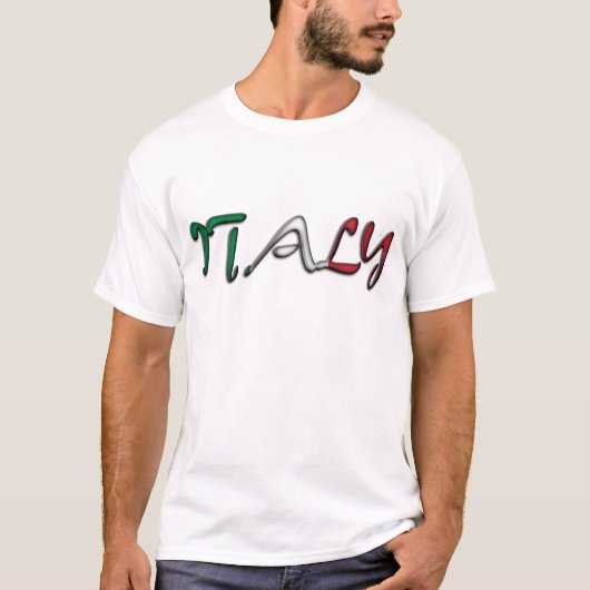 Italië Typografie Landvlag Kleuren T-shirt (Voorkant)