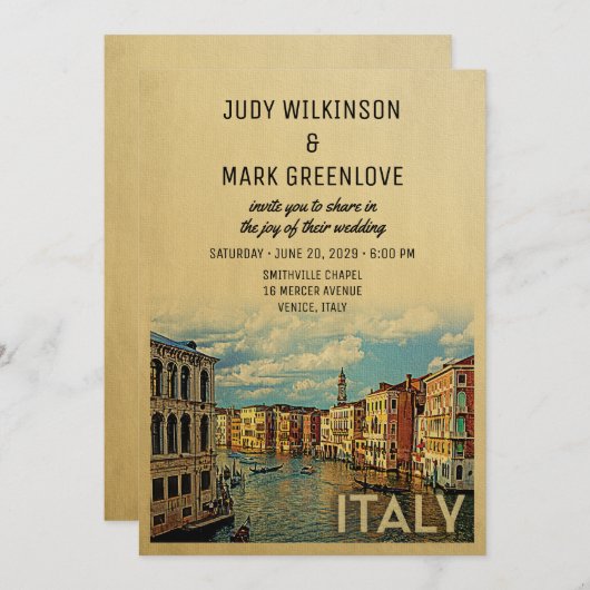 Italië Uitnodiging tot bruiloft  Venetië (Voorkant / Achterkant)