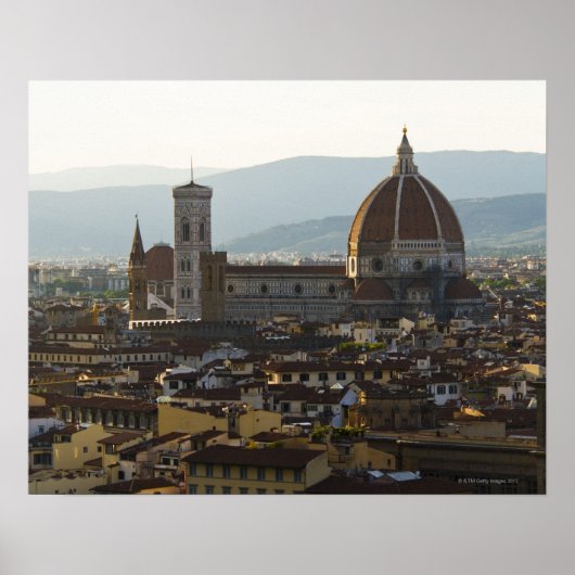 Italië, Uitzicht van Florence met de Basilica di S Poster (Voorkant)