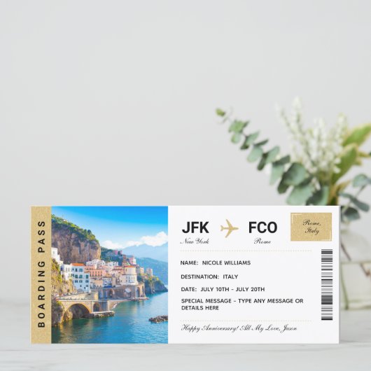 Italië Vacature Travel Cicket Boarding Pass (Staand voorkant)