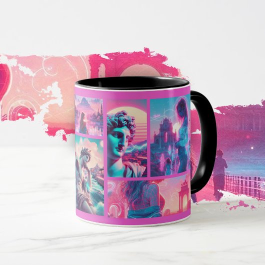 Italië | Vaporwave Retrowave, Aangepaste fotokolla Mok