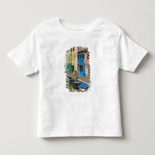 Italië, Venetië, Burano. Meerkleurige huizen langs Kinder Shirts