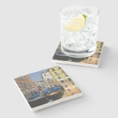 Italië, Venetië, gondels langs het kanaal Stenen Onderzetter (Zijkant)