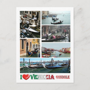 Italië - Venetië - Gondolas - I Love - Briefkaart