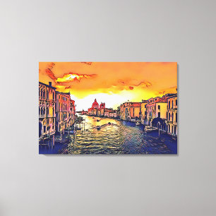 Italië Venetië Grote Kanaal Digitale Kunst Schilde Canvas Afdruk