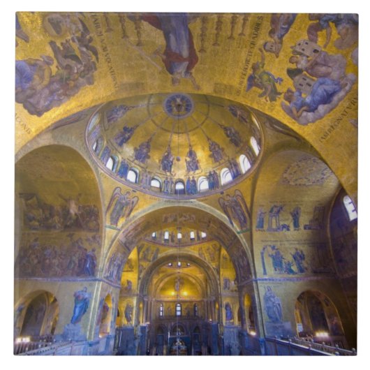 Italië, Venetië. Interieur van de Sint-Marcuskathe Tegeltje (Voorkant)