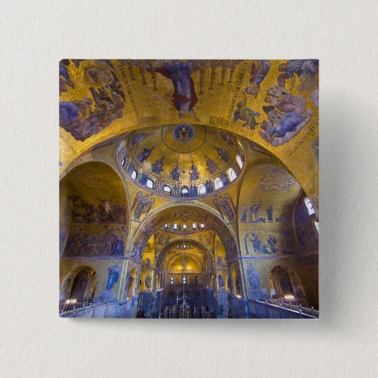 Italië, Venetië. Interieur van de Sint-Marcuskathe Vierkante Button 5,1 Cm (Voorkant)