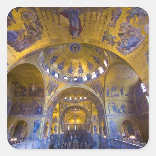 Italië, Venetië. Interieur van de Sint-Marcuskathe Vierkante Sticker (Voorkant)