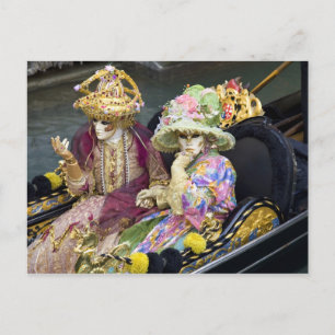 Italië, Venetië. Kostuum in kostuums voor Briefkaart