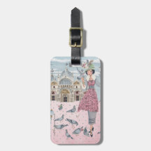 Italië Venetië reisroze grijze duiven die een meis