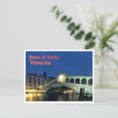 Italië - Venetië - Rialto - brug ' s nachts - Briefkaart (Staand voorkant)