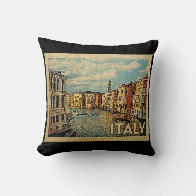 Italië Venetië Vintage Reizen Kussen (Voorkant)