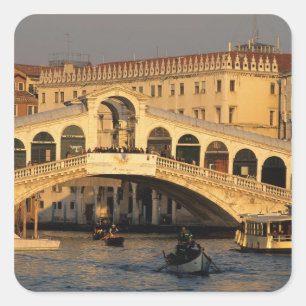 Italië, Veneto, Venetië, Canal Grande en Rialto Vierkante Sticker
