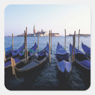 Italië, Veneto, Venetië, rij gondels en San Vierkante Sticker