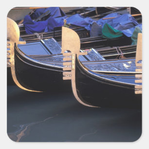 Italië, Veneto, Venetië. Rij gondels. Vierkante Sticker
