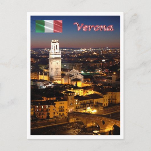 Italië - Veneto - Verona - Duomo en Ponte Pietra - Briefkaart (Voorkant)
