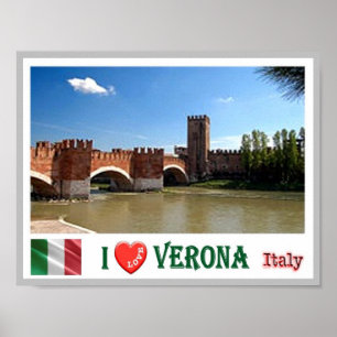 Italië - Veneto - Verona - Ponte di Castel Vecchio Poster