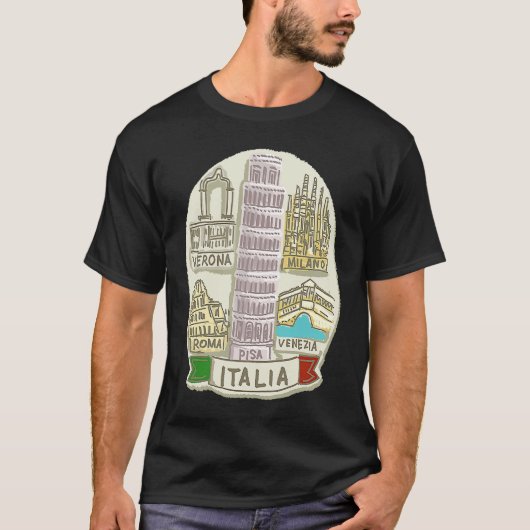 Italië Venice Milan Pisa Verona Rome T-shirt (Voorkant)