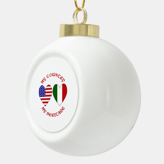 Italië Verenigde Staten Vlag Hearts Country Herita Keramische Bal Ornament (Rechts)