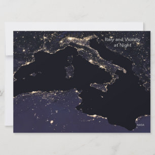 Italië verlicht 's nachts, NASA-Afbeelding Kaart