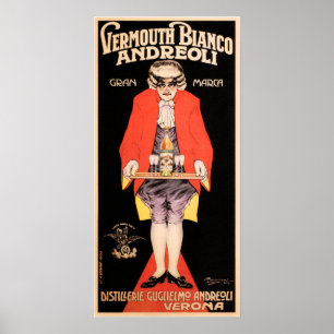 Italië Verona VERMOUTH BIANCO Liqueur Drinken Adve Poster
