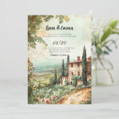 Italië Villa Florence landschap bruiloft uitnodigi Kaart (Staand voorkant)
