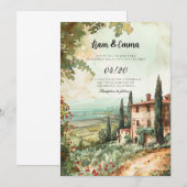 Italië Villa Florence landschap bruiloft uitnodigi Kaart (Voorkant / Achterkant)
