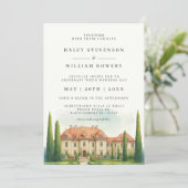 Italië Villa Waterverf Toscane Destination Wedding Kaart (Staand voorkant)