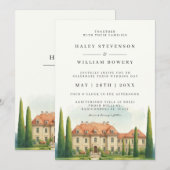 Italië Villa Waterverf Toscane Destination Wedding Kaart (Voorkant / Achterkant)