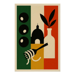 Italië Vintage - Olives, Basilic en Coupole Perfect Poster