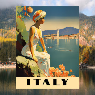 Italië Vintage Reis Romantisch Middellandse Zee Briefkaart