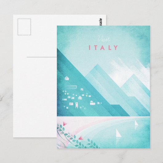 Italië Vintage Travel Poster - Art Briefkaart (Voorkant / Achterkant)