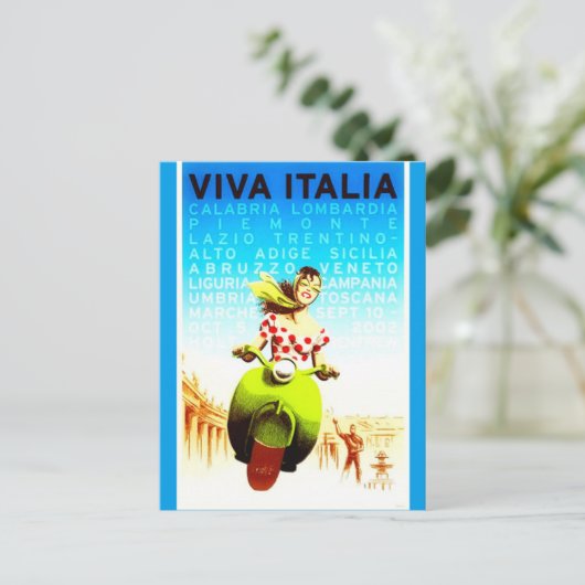 Italië Viva Italia Retro Reizen Poster Briefkaart (Staand voorkant)