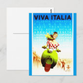  Italië Viva Italia Retro Reizen Poster Briefkaart (Voorkant / Achterkant)