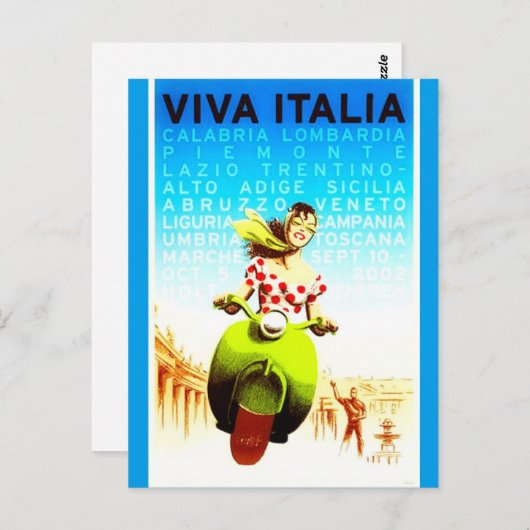  Italië Viva Italia Retro Reizen Poster Briefkaart (Voorkant / Achterkant)